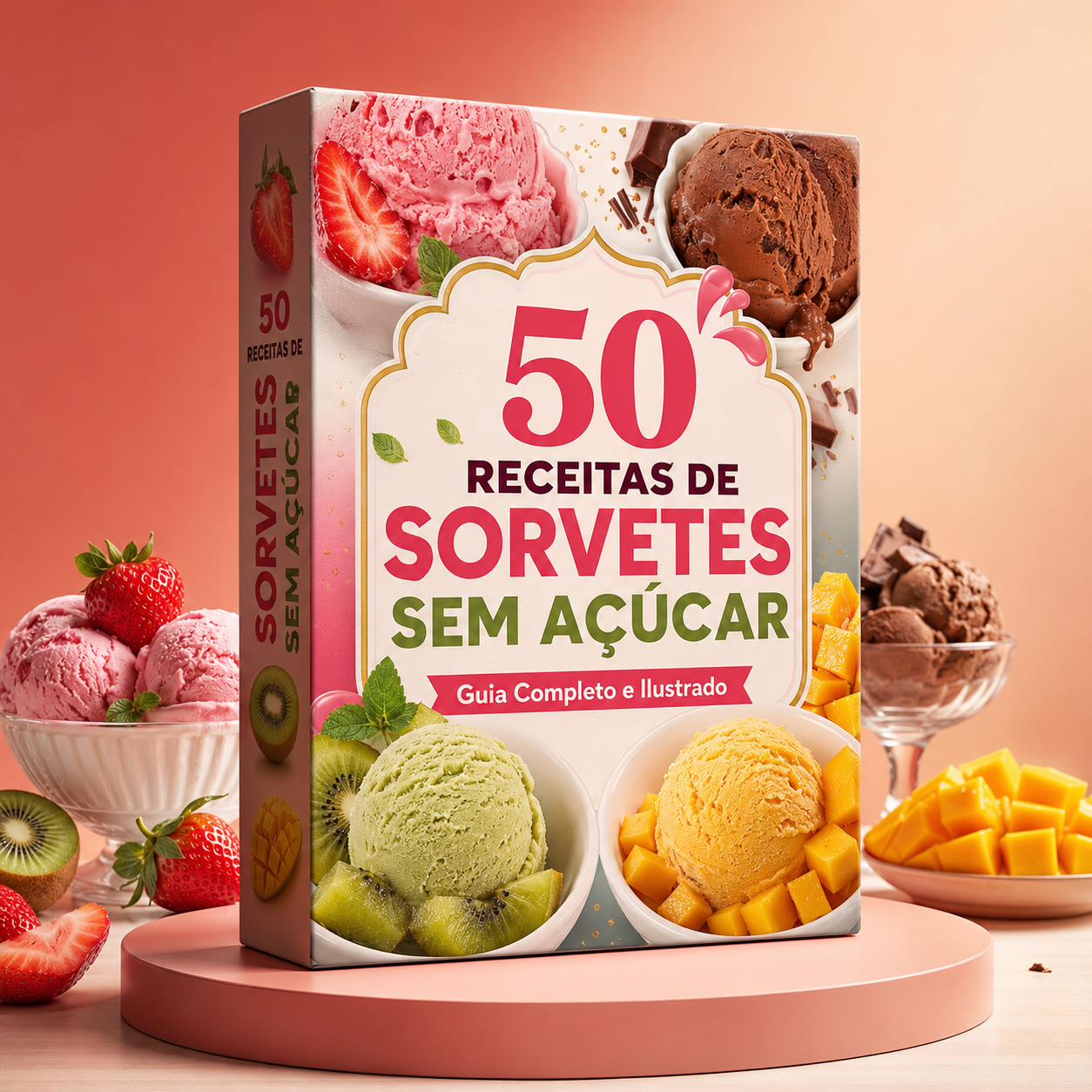 Caixa do guia 50 Receitas de Sorvetes Sem Açúcar